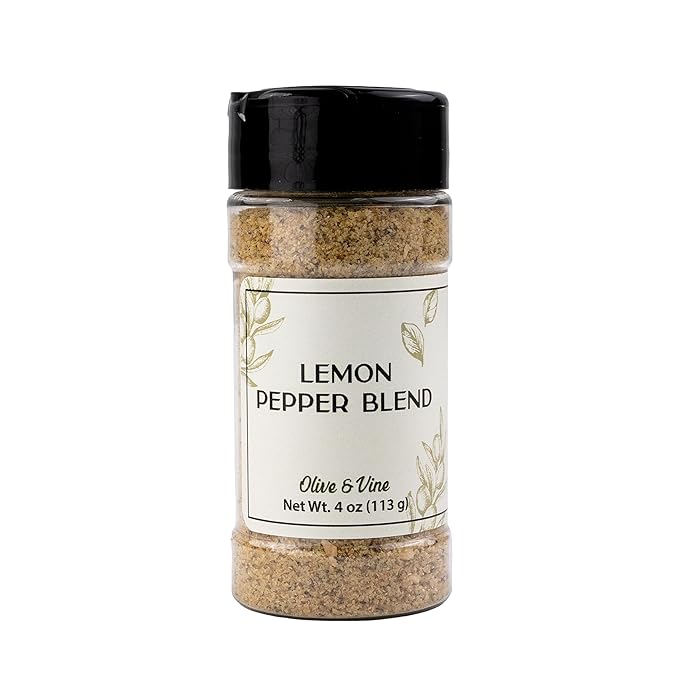 Olive & Vine Lemon Pepper Seasoning, Zesty Citrus & Pepper, For Grilled Meats & Vegetables, Rich