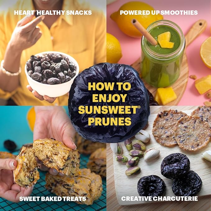 Sunsweet Amazin' Prunes Orange Essence - Prunes Pitted Unsweetened & Dried - Gluten Free, Vegan