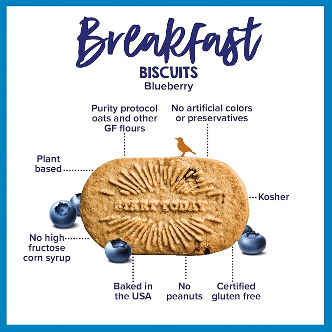 Goodie Girl, Blueberry Breakfast Biscuits | 16 Packs | Gluten Free | Plant Based | Peanut Free |
