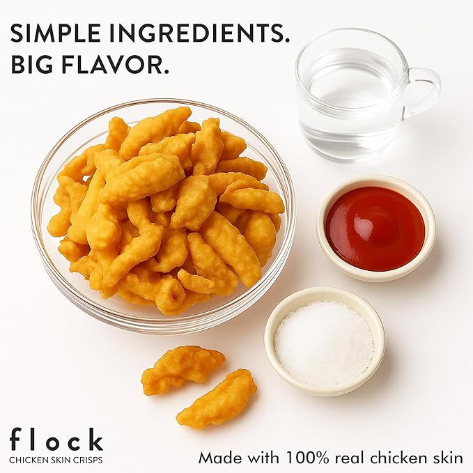 Flock Keto Chicken Skin Chips | Ranch Flavor | Low Carb, High Protein, Sugar Free, Gluten Free