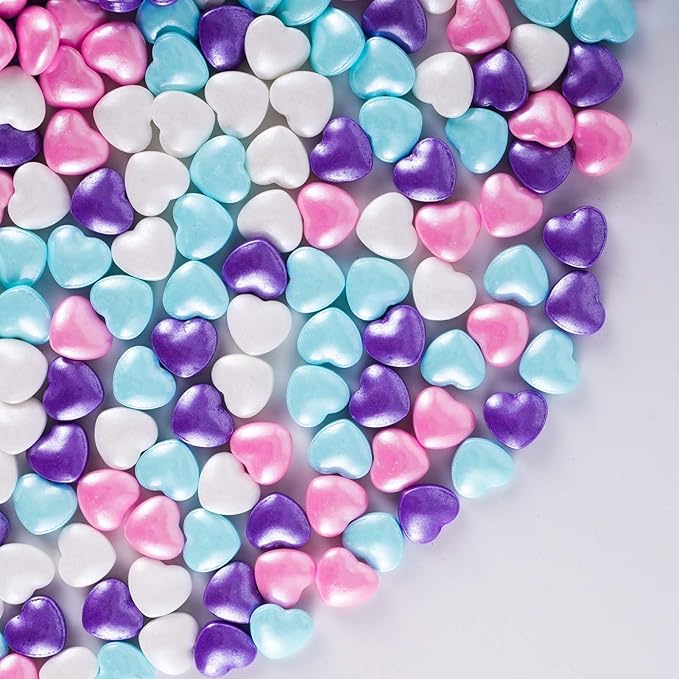 Kasvan Mixed Heart Shapes Sprinkles - Edible Candy Pearls 130g/4.58 Oz, Mix Size, Baking Cake