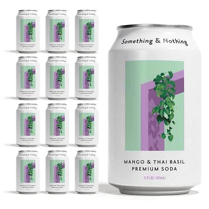 Something & Nothing Mango & Thai Basil Flavored Sparkling Water | Lightly Carbonated & Full of