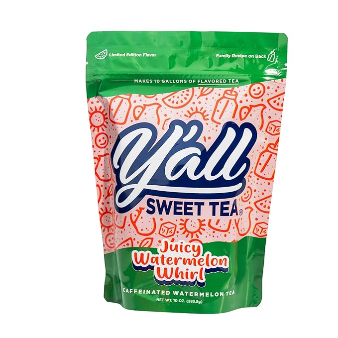 Y'all Sweet Tea - Watermelon Flavored Iced Tea Bags One Gallon Size in 10 Gallons Per Pack Quick