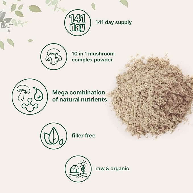 Micro Ingredients Organic Mushroom 10-in-1 Blend, 5 oz | Chaga, Lion’s Mane, Cordyceps & More |