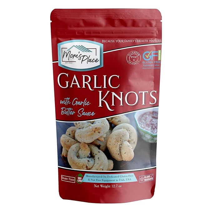 Mom's Place Gluten-Free Garlic Knot Mix with Garlic Butter Sauce, Nut-Free, Dairy-Free & Soy-Free