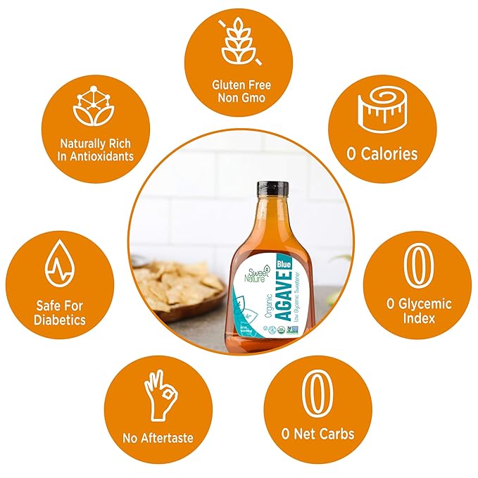 Sweet Nature, Blue Agave Nectar Sweetener Organic Non GMO Low Glycemic 46 OZ,