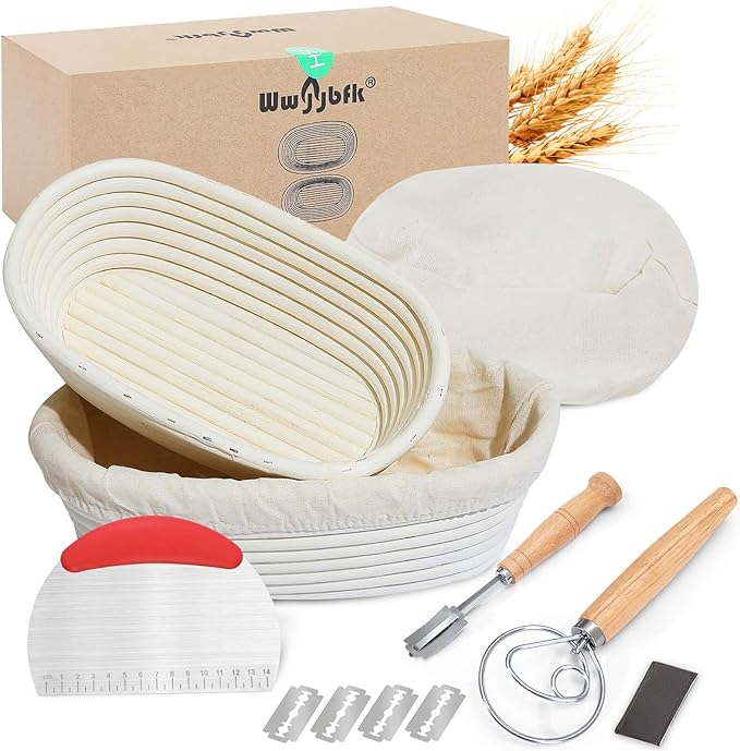 Banneton Bread Proofing Basket, Sourdough Bread Baking Supplies, Oval Rattan Rising Proofing