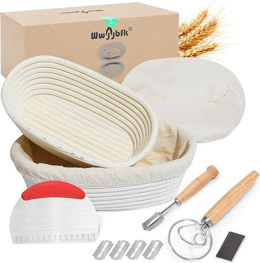 Banneton Bread Proofing Basket, Sourdough Bread Baking Supplies, Oval Rattan Rising Proofing