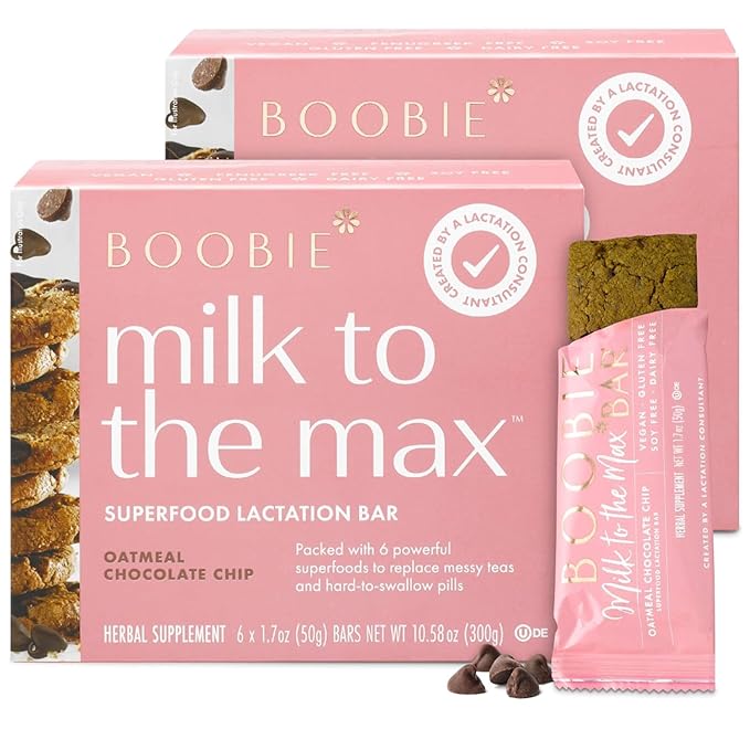 Boobie Bar Superfood Oatmeal Chocolate Chip Lactation Bar for Breastfeeding Moms to Increase Milk