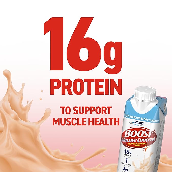 BOOST Glucose Control Ready to Drink Nutritional Drinks, Creamy Strawberry, 8 fl oz Carton (4 x 6