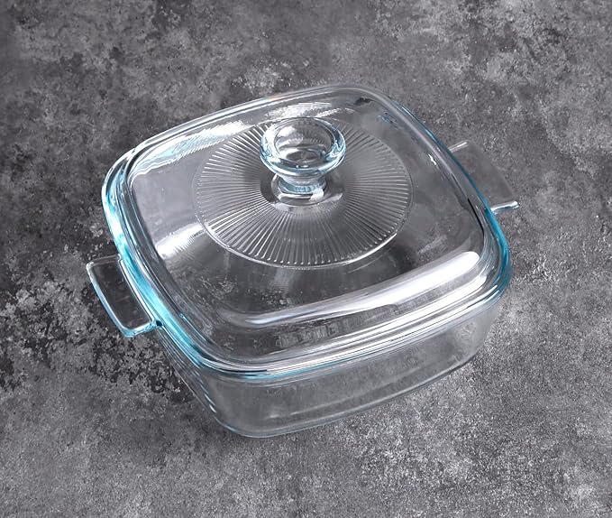Clear Square Glass Casserole With Lid, Baking Dish With Cover, for Oven, Freezer and Dishwasher