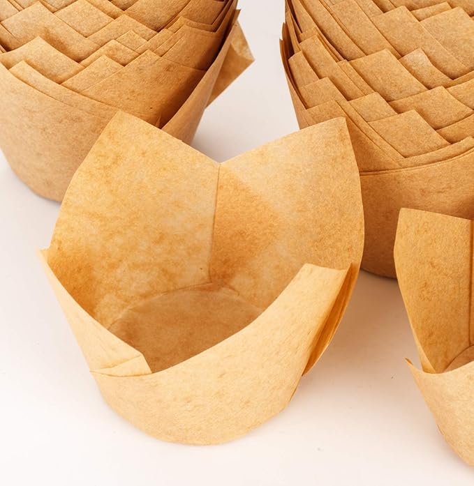GOLDEN APPLE, 200 Pcs Tulip Cupcake Liner Baking Cup Muffin Tins Cups for Weddings, Birthdays, Baby