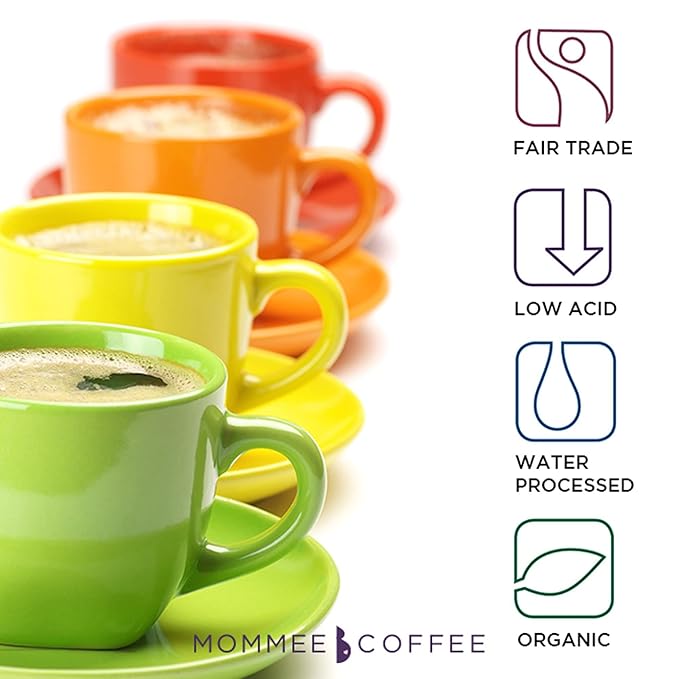 Mommee Coffee Half Caf Low Acid Whole Organic Coffee Beans - 100% Arabica Organic Half Caff Coffee