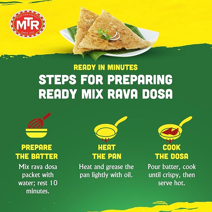 MTR Instant Rava Dosa Mix - Ready to Cook Authentic Indian Breakfast, Lunch, Dinner or Snack Meal