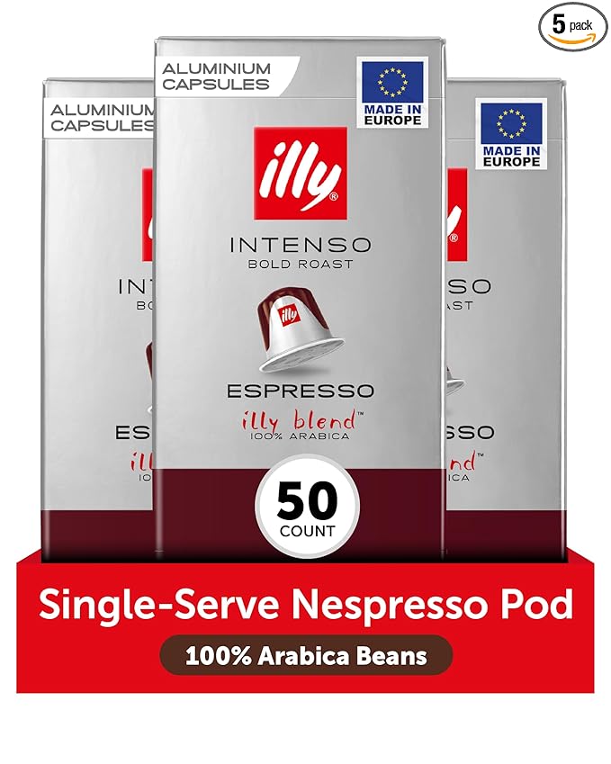 illy Aluminum Espresso Capsules - Compatible with Nespresso Machines - Intenso Bold Roast Coffee