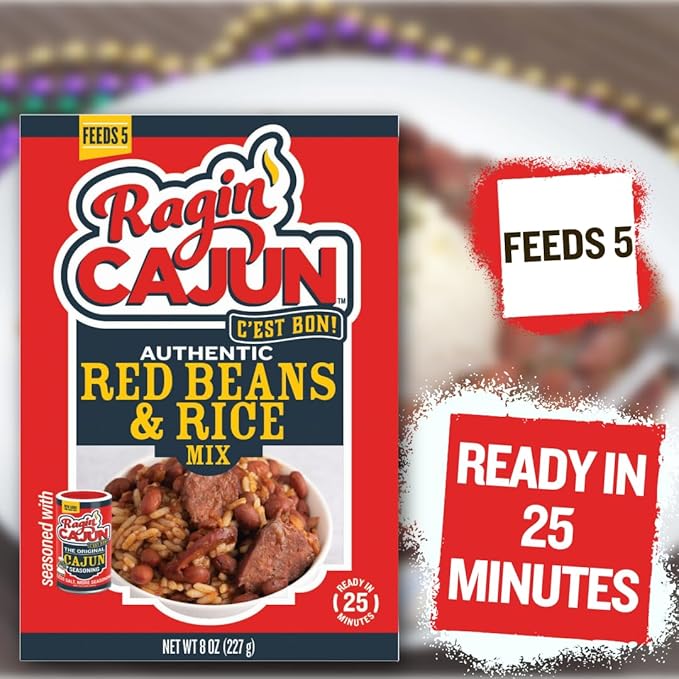Ragin Cajun Red Beans and Rice 8oz (Pack of 1) - Easy, Authentic, and Delicious - No MSG Added