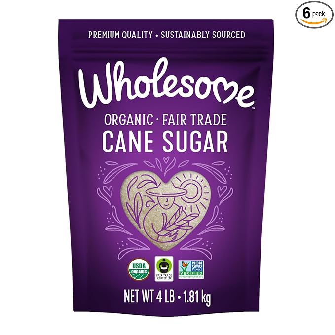 Wholesome Sweeteners 4-Pound Organic Cane Sugar, Fair Trade, Non GMO, Gluten Free & Vegan for