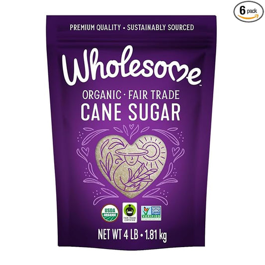 Wholesome Sweeteners 4-Pound Organic Cane Sugar, Fair Trade, Non GMO, Gluten Free & Vegan for