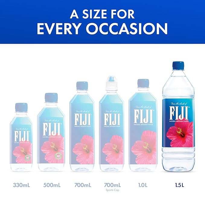 FIJI Natural Artesian Bottled Water 1.5 Liters / 50.7 Fl Ounce (Pack of 12) - 100% Natural