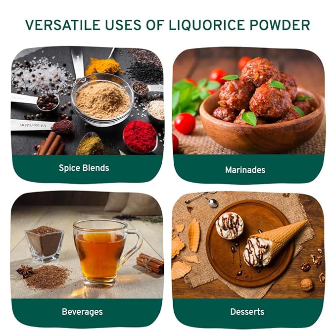 HANDPICK Licorice Root Powder (226g/8oz) Non GMO, Gluten Free, 100% Raw Ground Mulethi, Sourced