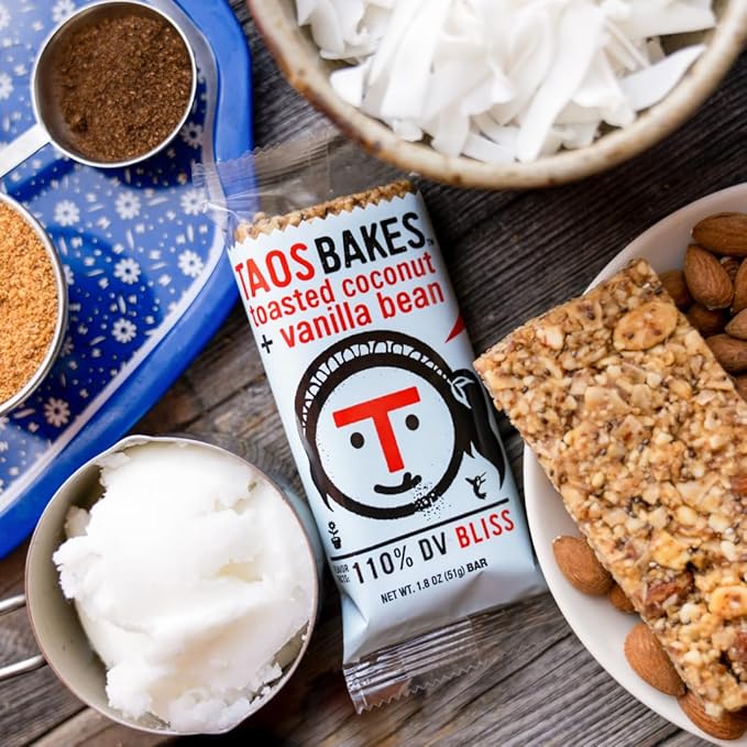 Taos Bakes - Toasted Coconut + Vanilla Bean - Snack Bars - 6g Fiber & Gluten-Free Granola Bars