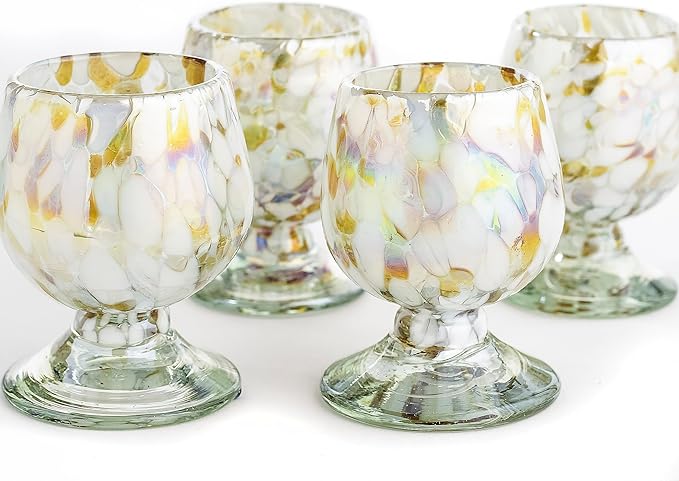 Authentic Mexican Tequila Hand Blown Shot Glasses - Set of 4-2 oz - Mini Glass Snifters - Heavy