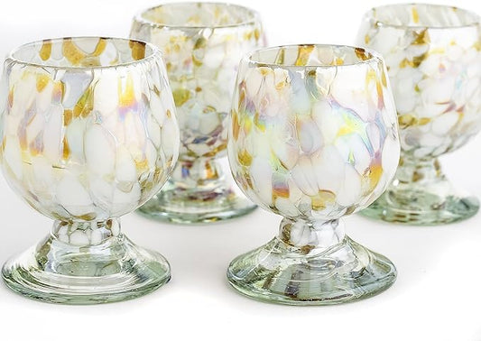 Authentic Mexican Tequila Hand Blown Shot Glasses - Set of 4-2 oz - Mini Glass Snifters - Heavy