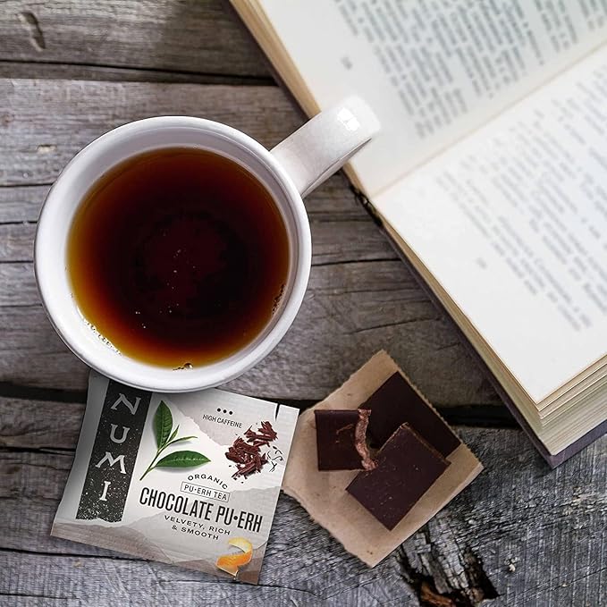 Numi Organic Chocolate Pu-erh Tea, 100 Tea Bags, Aged Yunnan Pu-erh Black Tea with Cocoa & Sweet