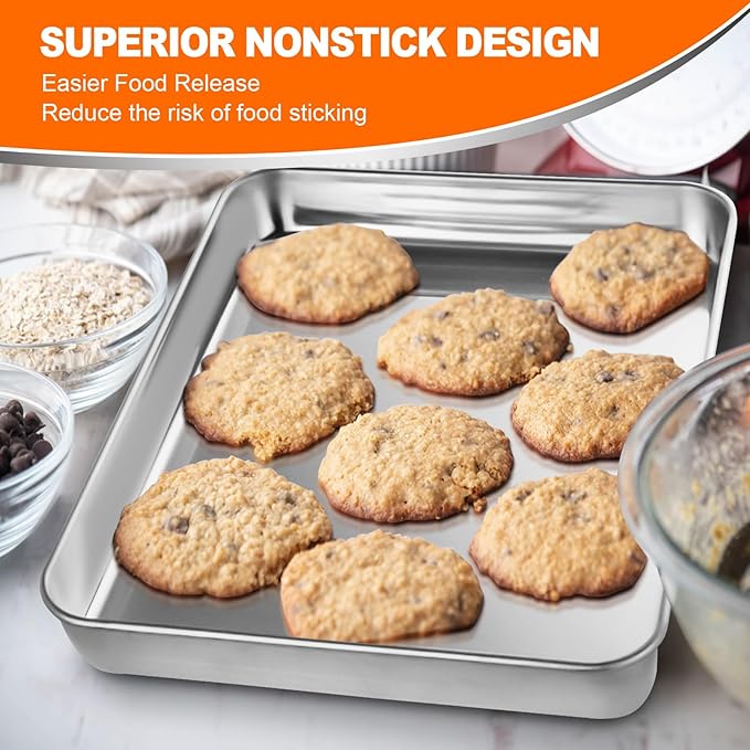 CEKEE Baking Sheet Set of 12, Stainless Steel 16 Inche Cookie Sheets for Baking, Baking Sheet Pan