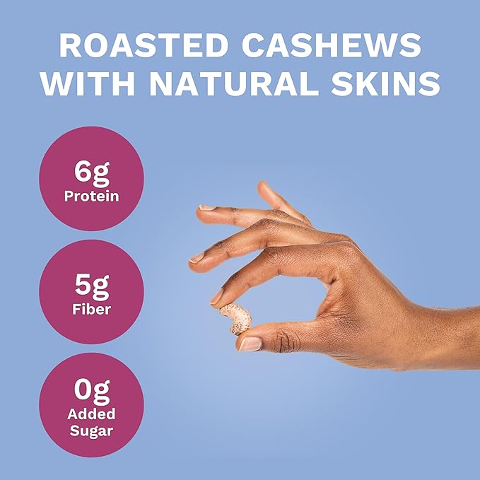 Lightly Salted Cashews with Skin by Karma Nuts, Whole, Roasted, Vegan, Gluten Free, Low Net Carb