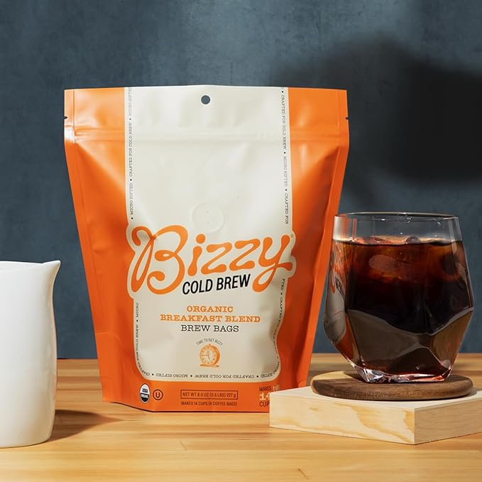 Bizzy Organic Cold Brew Coffee | Breakfast Blend | Coarse Ground Coffee | Medium-Light Roast |