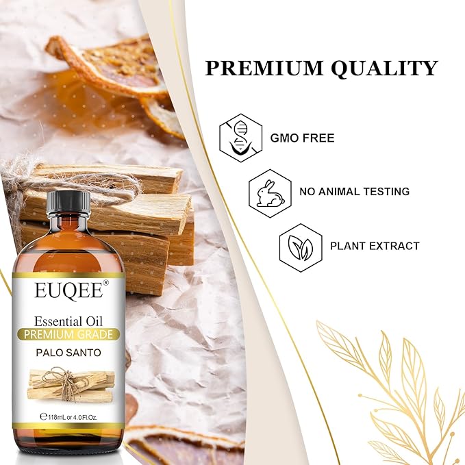 Palo Santo Essential Oil 118mL Pure Palo Santo Oil Premium Essential Oil with Glass Dropper for