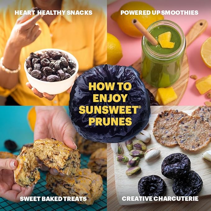 Sunsweet Amazin' Prunes - Bite Size Prunes Pitted Unsweetened & Dried - Gluten Free, Vegan, Low Fat