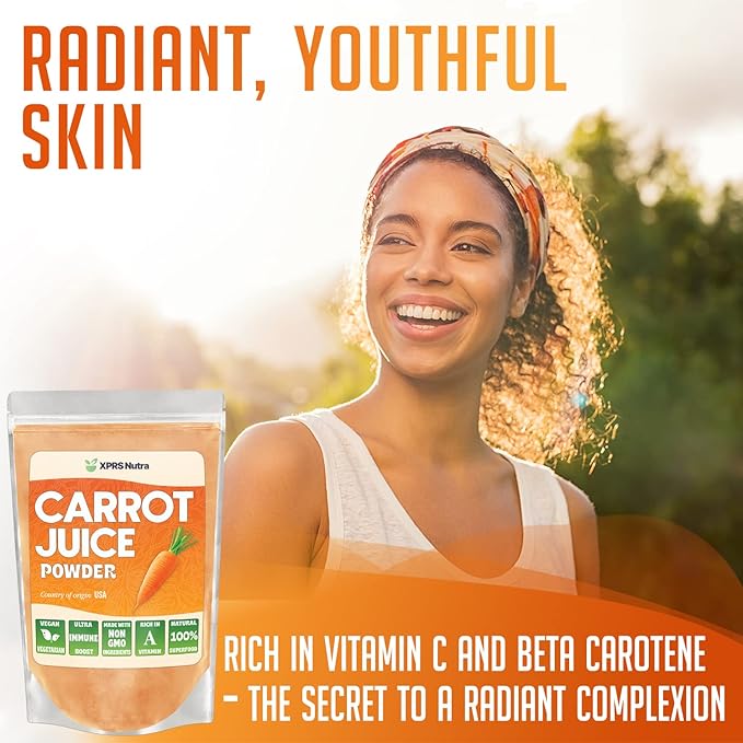 XPRS Nutra 100% Natural Carrot Juice Powder - Pure Carrot Powder from The USA - Ideal for Juice and
