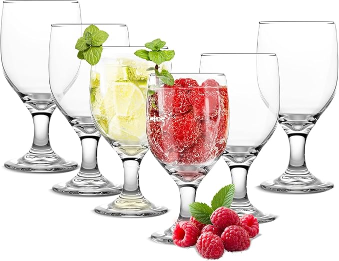 10.5OZ Water Goblets Set of 6, Clear Goblet Glasses Set for Home Bar, Wedding, Party, Elegant