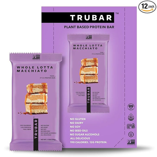 TRUBAR Vegan Protein Bar, Whole Lotta Macchiato, Gluten Free, Plant Based Protein, Dairy Free, Non