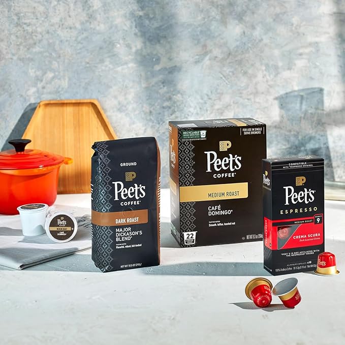 Peet's Coffee, Dark Roast Single Serve Coffee Pods - French Roast 88 Count (4 Boxes of 22 Pods)