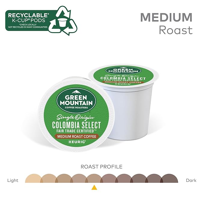 Green Mountain Coffee Roasters Colombia Select Coffee, Keurig Single-Serve K-Cup pods, Medium