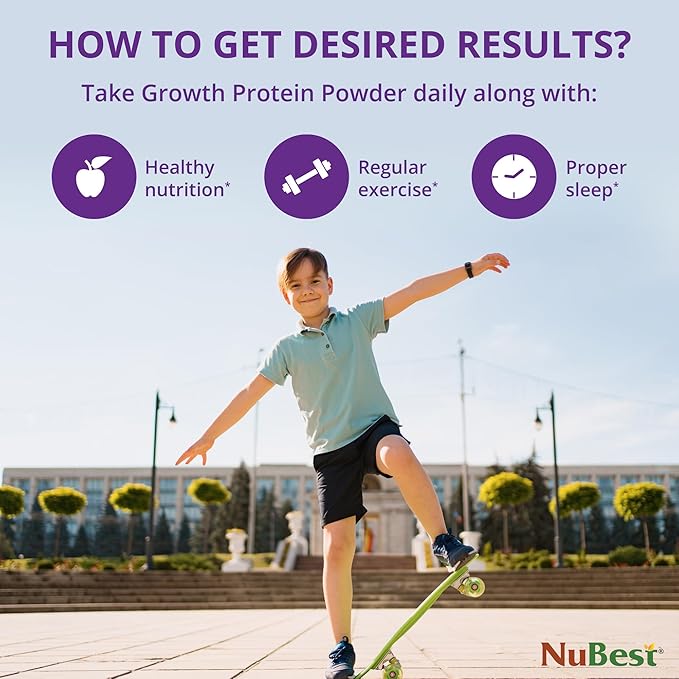 NuBest Tall Protein Powder for Kids & Teens - Vegan Vanilla Protein Powder Shake with Organic Red