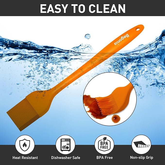 Pastry Brush-Begonia Silicone Basting Brush for Cooking,2pcs 10+8 in Heat Resistant Food Brushes