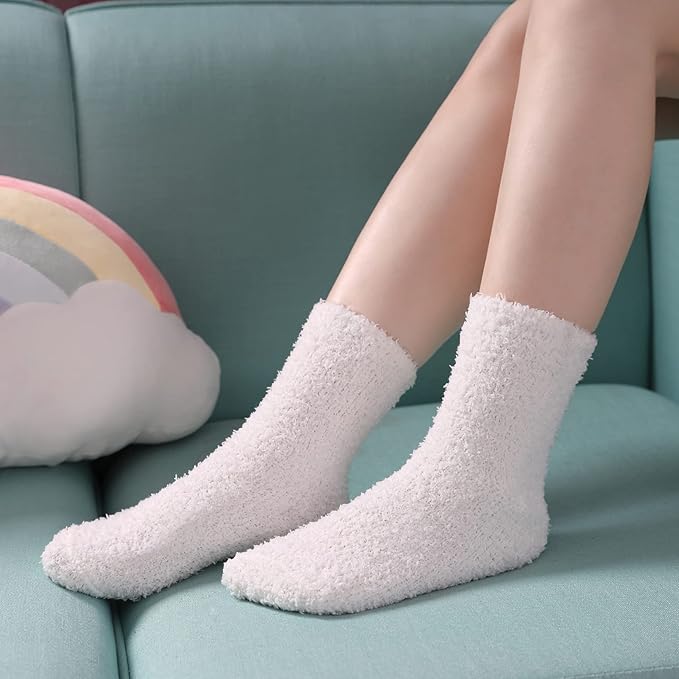 LINEMIN Womens Fuzzy Socks Cozy Fluffy Winter Warm Slipper Socks Microfiber Soft Home Sleeping Socks