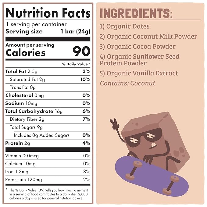 Skout Organic Chocolate Brownie Kids Snack Bars (18 Pack) | Organic Kids Snack Bars | School Snacks