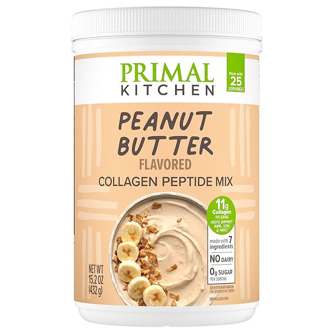 Primal Kitchen Peanut Butter Flavor Collagen Fuel짰 Drink Mix, Collagen Peptides, No Dairy, 14.3
