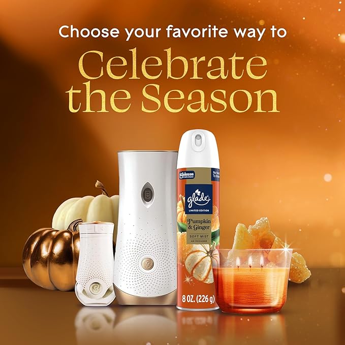 Glade Automatic Spray Refill, Pumpkin & Ginger, Scented Air Freshener for Home and Bathroom, 6.2