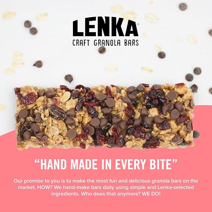 Lenka Bars - Cranberry Chocolate Snack Bars, Gluten Free, High Fiber, Kosher, Wholesome, No