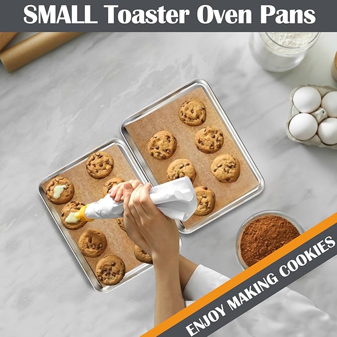 2Pcs Baking Sheet Pan Set, Joyfair Stainless Steel Cookie Sheets, Commercial Metal Pans Toaster