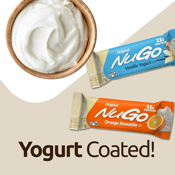 NuGo Protein Bar, NEW! Dulce De Leche 15 bars & Churro 15 bars, 11-15g Protein, Gluten Free, 30
