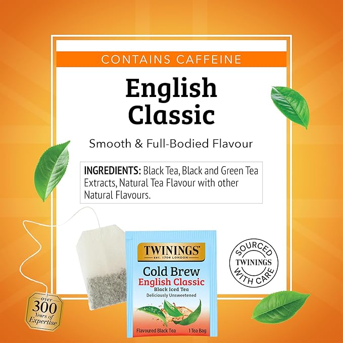 Twinings English Classic Cold Brew Iced Tea Bags, 20 Count (Pack of 6), Unsweetened Black Tea