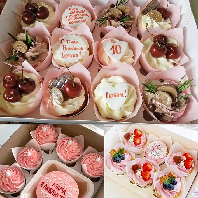 200 Pieces Tulip Cupcake Muffin Liners Greaseproof Paper Baking Cups Cupcake Wrappers for Birthday