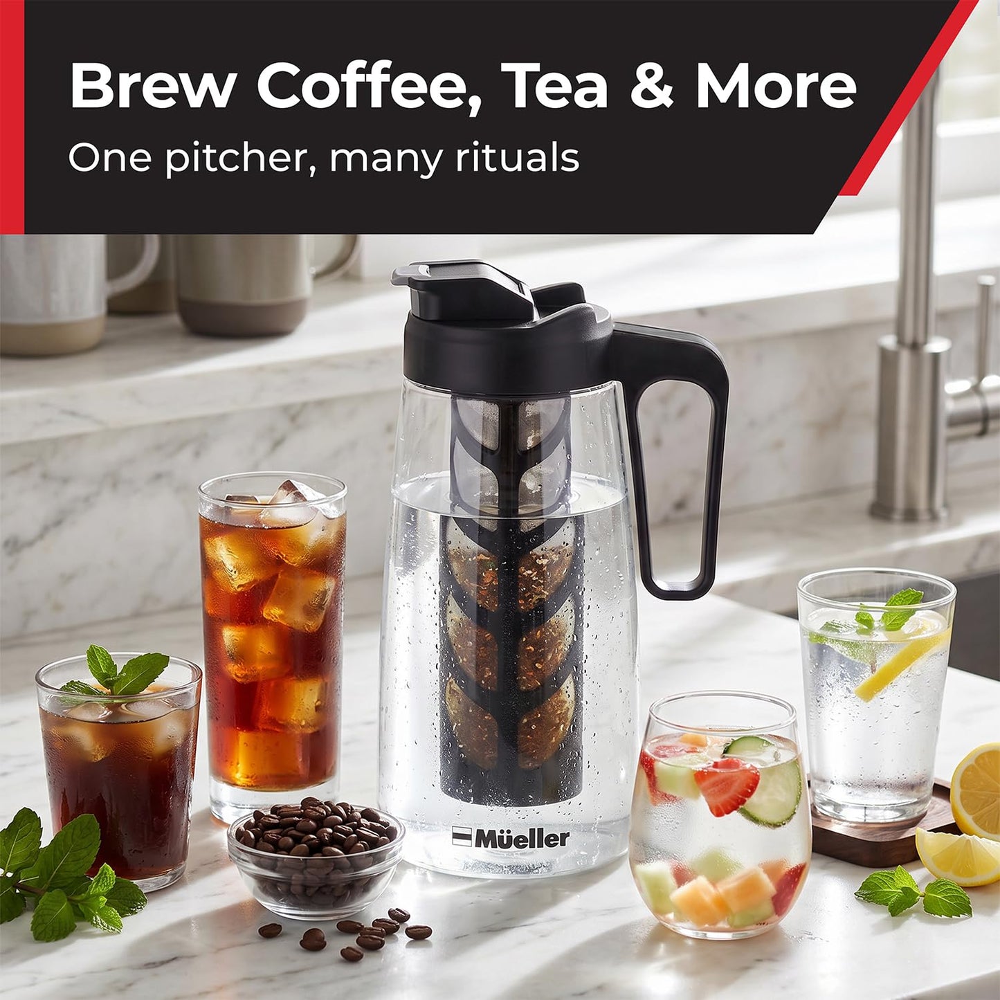 MUELLER HOME Cold Brew Coffee Maker, 64 oz Tritan Fortified Pitcher